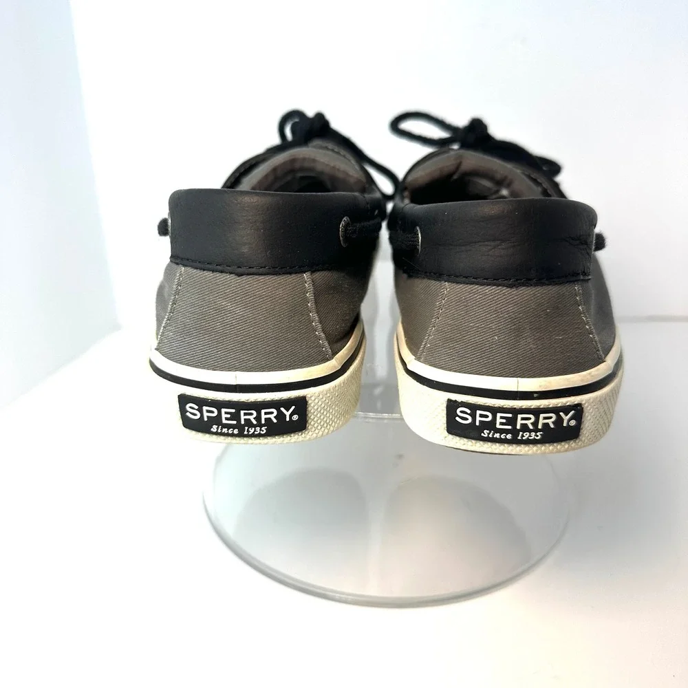 Sperry Top-Sider Mens Grey Black Canvas Leather Boat Shoes‎ STS22946 Size 9